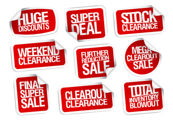 Sale stickers collection - huge discounts, super deal, stock clearance