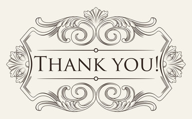 Vintage baroque frame border leaf scroll floral ornament engraving retro flower pattern antique style swirl decorative design element