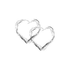 Heart two black ribbon on white background