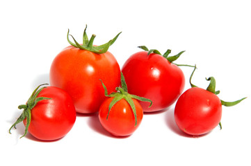 red tomatoes isolated on white background