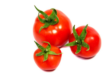 red tomatoes isolated on white background
