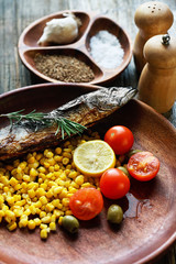 vegetables with fresh fish