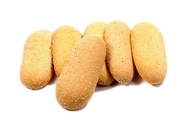 Shortbread biscuits on a white background . .