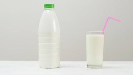 Obraz na płótnie Canvas Natural fresh milkshake drink. Wholesome milk beverage for people of healthy lifestyle.