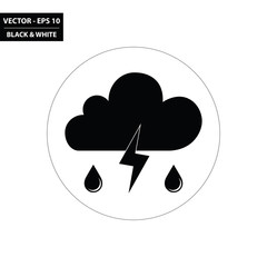Weather -  cloud, rain and thunder black and white flat icon. Vector Illustration.