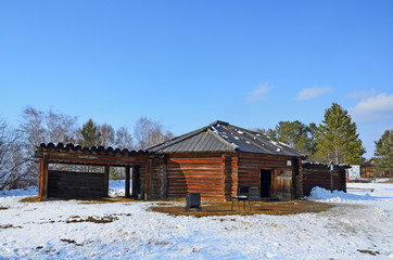Fototapeta na wymiar Taltsy, Irkutsk region, Russia, Buryat wooden Yurt