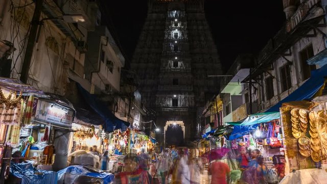 Govindaraj temple night time lapse 4k footage