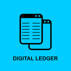 Block chain flat icon.Digital ledger symbol.  Vector Illustration. Block Chain Technology Concept.