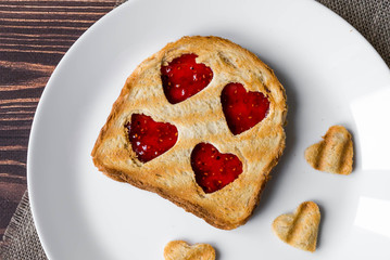 Grilled toast with raspberry jam
