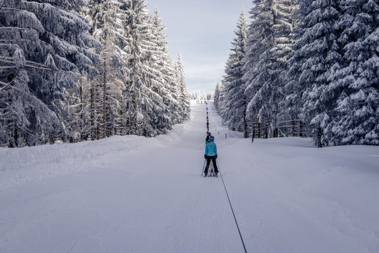 The ski resort "Todtnauberg" is one of the most famous in the black forest. There is a special lift that drags the skiers up to the top of the "St&uuml;benwasen". This kind of slow lift is very seldom. 