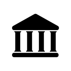 House with columns icon. Building of bank, government, court house, educational or cultural establishment with classic Greek columns. Vector Illustration