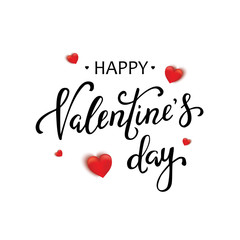 Happy Valentines Day typography poster with handwritten calligraphy text, isolated on white background. Vector Illustration