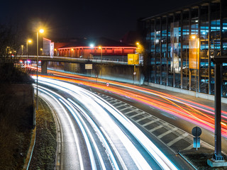 Fototapeta na wymiar car traffic at night in neu-ulm, germany