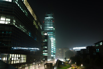 Fototapeta na wymiar Milan, Italy, Financial district night view
