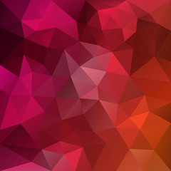 vector abstract irregular polygonal square background - triangle low poly pattern - hot pink, red and orange color gradient