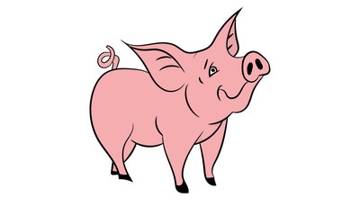 cartoon pig on a white background