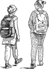 The school girls go for a walk