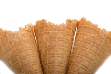 waffle cone isolted on the white. waffle for ice cream