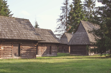 Fototapeta na wymiar Wooden cottages