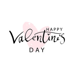 Abstract Calligraphy Hand Drawn Happy Valentine s Day Background. Trendy vector illustration of Saint Valentine s day