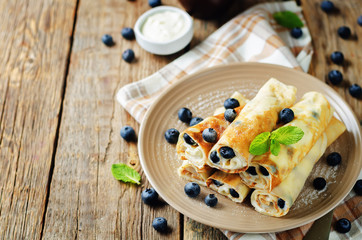 Sauteed Cream cheese Blueberry Crepes