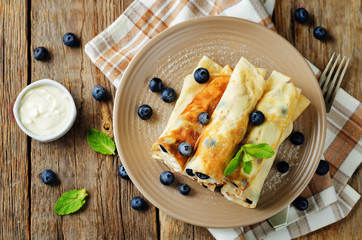 Sauteed Cream cheese Blueberry Crepes