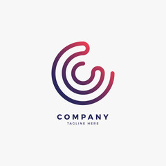 Connect C Letter Logo Design Template