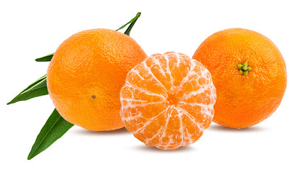 Fresh mandarin orange isolated on white background with clipping path