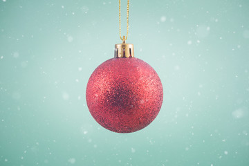 Beautiful isolated Christmas ball decoration close up