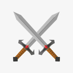 Crossed swords. Vector. Flat design.