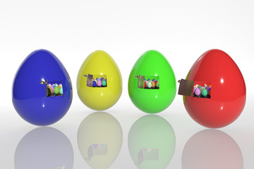 3d rendering of colored easter eggs