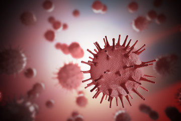 Plakat Pathogenic viruses causing infection. 3D rendered illustration.