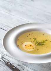 Portion of chicken stock