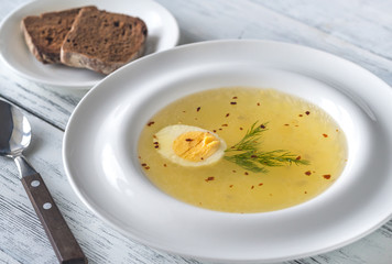 Portion of chicken stock