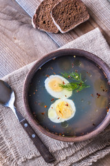 Bowl of chicken stock