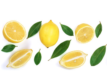 lemon isolated on white background with copy space for your text. Flat lay, top view