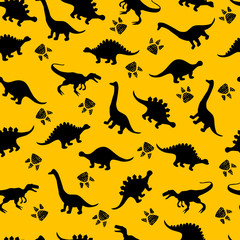 Cute kids dinosaurs pattern for girls and boys. Colorful dinosaurs on the abstract grunge background.. The dinosaurs pattern is made in neon colors. Urban pattern. backdrop for textile and fabric.
