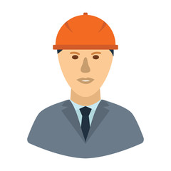 Icon of construction worker head in helmet