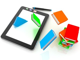 Obraz na płótnie Canvas books , Tablet computer