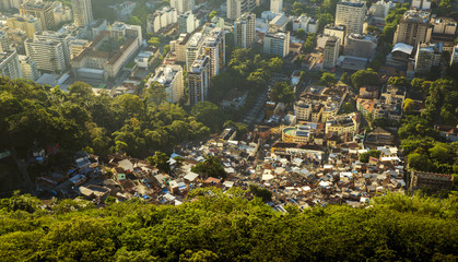 Inequality - contrast between poor and rich people in Rio de Janeiro, Brazil