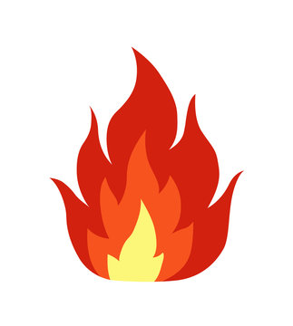 Single fire flame flat illustration 