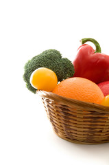 Isolated Fruit and Vegetables in a Basket