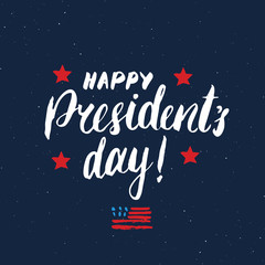 Happy President's Day Vintage USA greeting card, United States of America celebration. Hand lettering, american holiday grunge textured retro design vector illustration.