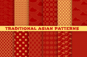 Asian seamless pattern of oriental golden ornament