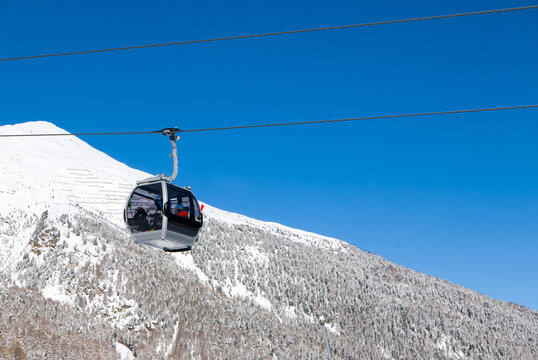 Cable car in alpine ski resort, Solda (Sulden), Italy