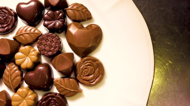 Chocolate on plate shot from above