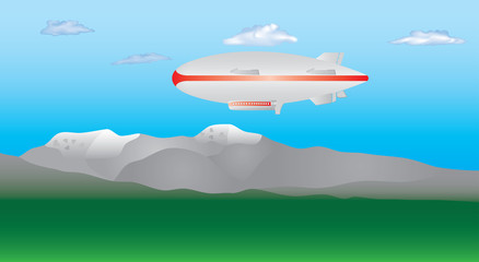 Zeppelin airship on sky with clouds © vonuk