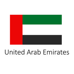 Flag of United Arab Emirates with name icon. Official colors and proportion correctly. National United Arab Emirates Flag vector. United Arab Emirates Flag vector illustration on white background