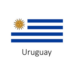 Obraz premium Flag of Uruguay with name icon. Official colors and proportion correctly. National Uruguay Flag vector. Uruguay Flag vector illustration. National Uruguay Flag vector