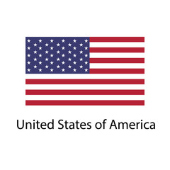 Flag of USA with name icon. Official colors and proportion correctly. National USA Flag vector. USA Flag vector illustration. National USA Flag vector